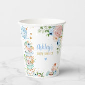 ティーベイビーシャワーブルーフラワーガールベビー醸造中 紙コップ (正面)