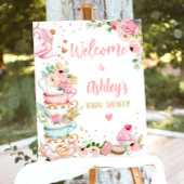 ティーベイビーシャワーベビーはブルーイングガールウェルカム ポスター