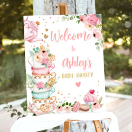 ティーベイビーシャワーベビーはブルーイングガールウェルカム ポスター