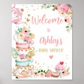 ティーベイビーシャワーベビーはブルーイングガールウェルカム ポスター (正面)