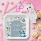 ティーボホガーデンベビーシャワーのための埃っぽいブルータイム ペーパープレート (パーティー)