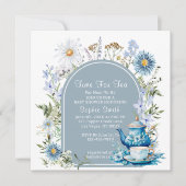 ティーボホガーデンベビーシャワーのための埃っぽいブルータイム 招待状 (正面)