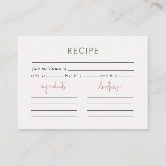 ティーボーホフローラブライダルシャワーレシピ エンクロージャーカード (正面)