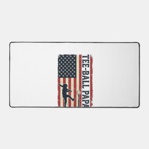 ティーボールパパアメリカ国旗ヴィンテージTシャツデザイン1 デスクマット