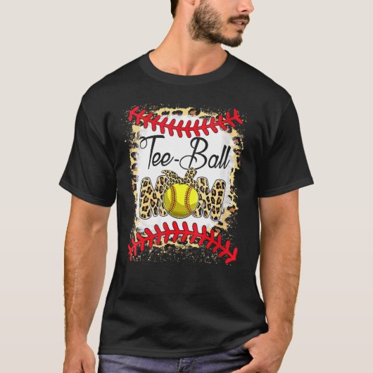 ティーボールママソフトボールヒョウ漂白母ダ Tシャツ (正面)