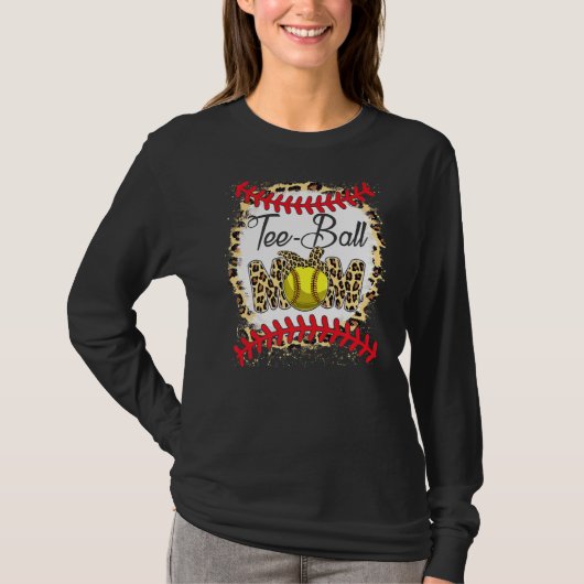 ティーボールママソフトボールヒョウ漂白母ダ Tシャツ (正面)
