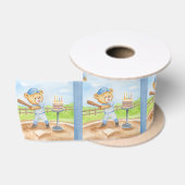 ティーボール テディベア 野球 水彩絵の具 誕生日 サテンリボン (リール)