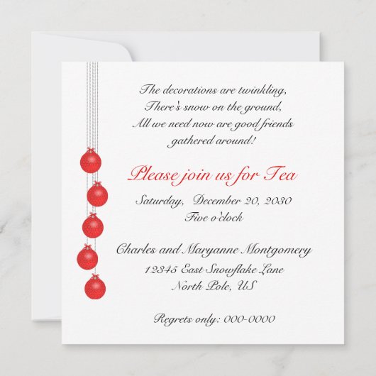 ティーポエレガントットクリスマスティーパーティの招待状 招待状 (裏面)