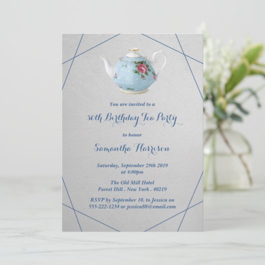 ティーポエレガントット誕生日ティーパーティー 招待状 (スタンド正面)