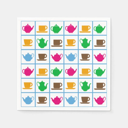 ティーポカラフルット模様 スタンダードカクテルナプキン (正面)