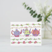 ティーポッツティータイムフラワーオレンジ ポストカード (スタンド正面)