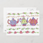 ティーポッツティータイムフラワーオレンジ ポストカード (正面/裏面)