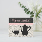 ティーポットとカップをバックファンシーグラウンド 招待状 (スタンド正面)