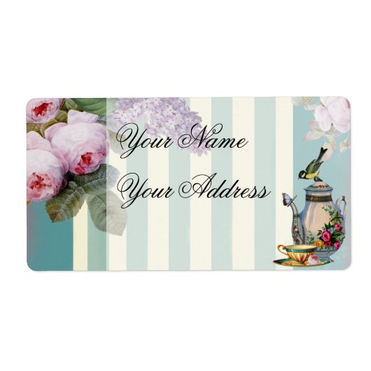 ティーポットとカップ付きテオプティトリアノン ラベル (正面)