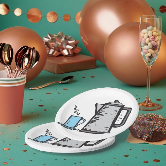 ティーポットとカップ ペーパープレート