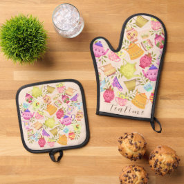 ティーポットとカップ 鍋つかみ&鍋敷きセット