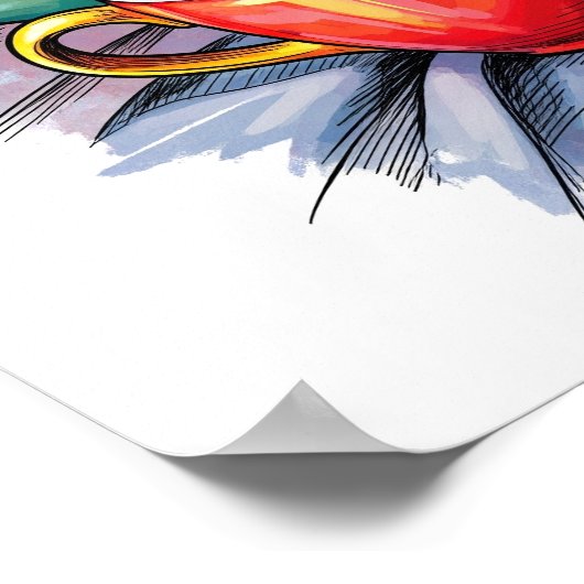 ティーポットとクロワッサンスチルライフ ポスター (角)