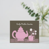 ティーポットとデイジーレシピカード ポストカード (スタンド正面)