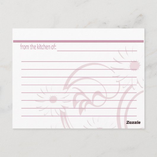 ティーポットとデイジーレシピカード ポストカード (裏面)