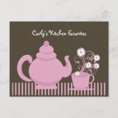 ティーポットとデイジーレシピカード ポストカード (正面)