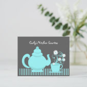 ティーポットとデイジーレシピカード ポストカード (スタンド正面)