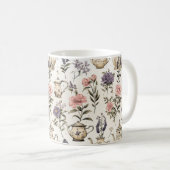 ティーポットと庭の花 – パタ魅力的ーン コーヒーマグカップ (正面右)