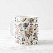 ティーポットと庭の花 – パタ魅力的ーン コーヒーマグカップ (正面左)