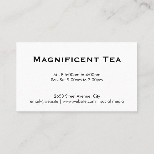 ティーポットと紅茶離れの背景 名刺 (裏面)