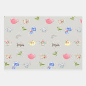 ティーポットと緑茶葉茶愛好家 ラッピングペーパーシート (正面3)