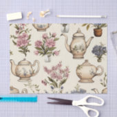 ティーポットと花 薄葉紙 (クラフト)