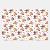 ティーポットと茶離れの水色 ラッピングペーパーシート (正面3)