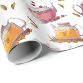 ティーポットと茶離れの水色 ラッピングペーパー (ロールコーナー)