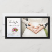 ティーポットにピンクのバラの花結婚をありがとう サンキューカード (正面)