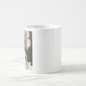 ティーポットにピンクのバラ コーヒーマグカップ (中央)