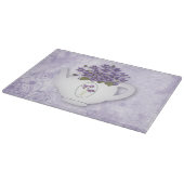 ティーポットに入ったスミレ カッティングボード (角)