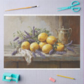 ティーポットのデコペを持つレモ絵を描ンとラベンダー 薄葉紙 (クラフト)