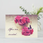 ティーポットのバラ-ティーパーティー招待状 招待状 (スタンド正面)