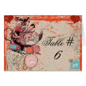 ティーポットのファンタジーのグランジでカスタムなテーブル数カード (正面横)