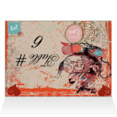 ティーポットのファンタジーのグランジでカスタムなテーブル数カード (内部横(上))