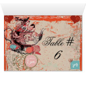 ティーポットのファンタジーのグランジでカスタムなテーブル数カード (内部横(下))