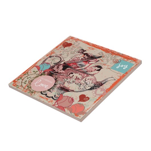 ティーポットのファンタジーのグランジなセラミックタイル タイル (側面)