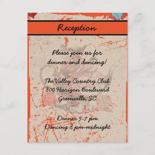 ティーポットのファンタジーのグランジな披露宴カード エンクロージャーカード (正面)