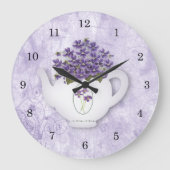 ティーポットの壁時計のスミレ ラージ壁時計 (正面)