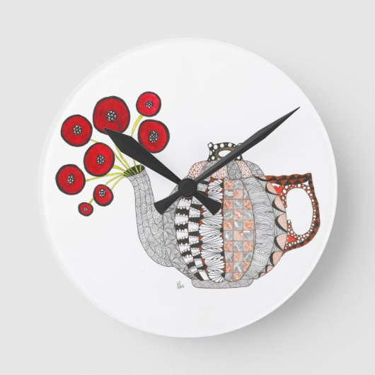 ティーポットの時計 ラウンド壁時計 (正面)