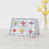 ティーポットの花のサンプラーのブランクのメッセージカード カード (黄色い花)