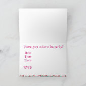 ティーポットの花のサンプラーの茶パーティの招待状 招待状 (内部)