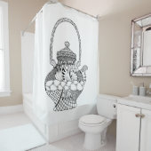 ティーポットの落書き シャワーカーテン (インサイチュ)