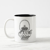 ティーポットの落書き ツートーンマグカップ (左)