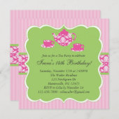 ティーポットの誕生日のパーティの招待状 招待状 (正面/裏面)