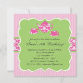 ティーポットの誕生日のパーティの招待状 招待状 (正面)